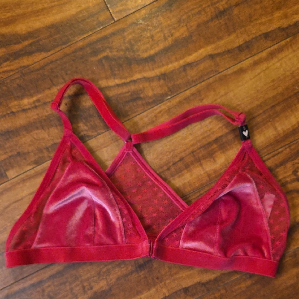 HOT PINK Velvet And Sheer Bralette